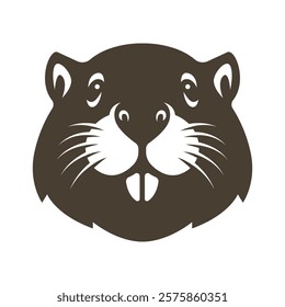 Cute beaver head icon on white background vector illustration