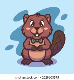 Cute beaver mascot illustration design