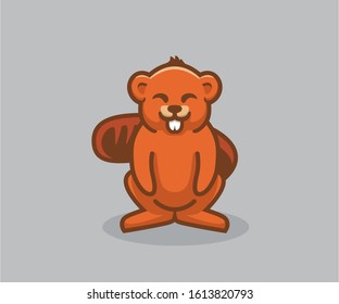 Cute beaver mascot for kids,store,pet with hand drawing style, animal cartoon style character for animation. Isolated on colour background. suitable for the purposes of your business identity.