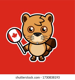 cute beaver as a national animal of canada