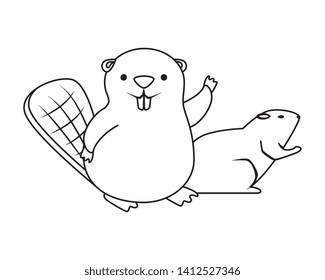 cute beaver and otter mascots