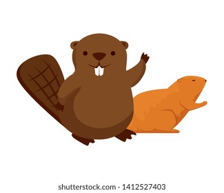 cute beaver and otter mascots