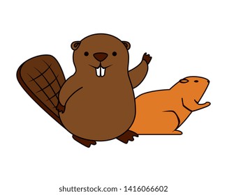 cute beaver and otter mascots