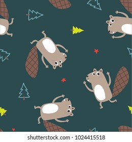 cute beaver pattern design as vector
