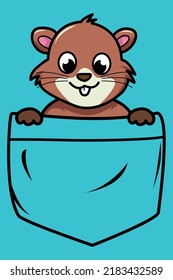 Cute Beaver in pocket animal cartoon concept isolated