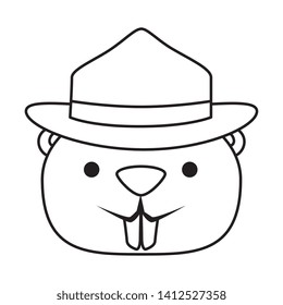 cute beaver with ranger hat mascot animal