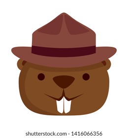 cute beaver with ranger hat mascot animal