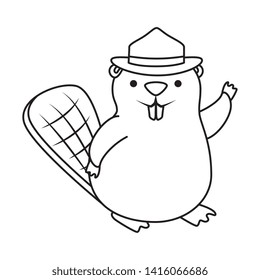 cute beaver with ranger hat mascot animal