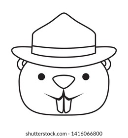 cute beaver with ranger hat mascot animal
