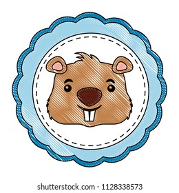 cute beaver rodent funny label