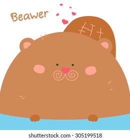 Cute beaver vector. Funny hand drawn beaver illustration.