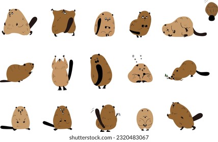 Cute Beaver.River
creatures.Expressive Beavers.Laid back beaver.