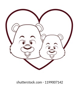 Cute beavers cartoon