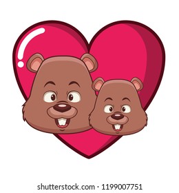 Cute beavers cartoon