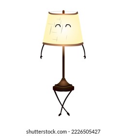 Cute Bed Lamp Character Vector Illustration In Trendy Design Style, Isolated On White Background. Editable And Suitable For Many Purposes To Your Design Material. 