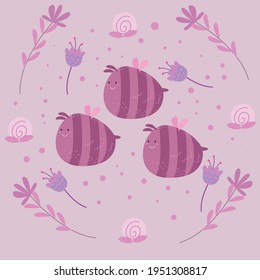 Cute Bee Activity Character Flat Cartoon Vector Template Design Illustration