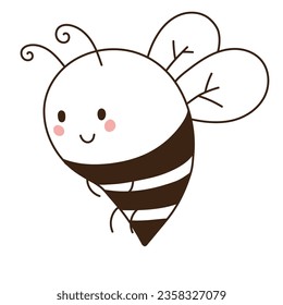 cute bee animal doodle icon isolated