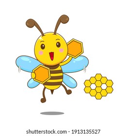 Cute bee arrange puzzle. Vector illustration of chibi character isolated white background