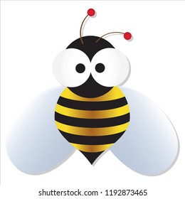 Cute bee with big googly eyes cartoon vector illustration