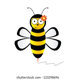 cute bee in black and yellow color illustration on white