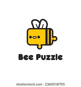 cute bee, bumble bee, hornet, honey bee, buzz puzzle ecucation logo design .