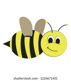 
A cute bee cartoon with antennas 
