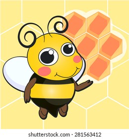 Cute Bee Cartoon Beehive Background Stock Vector (Royalty Free ...