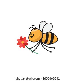 cute bee cartoon character vector illustration