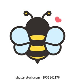 Cute bee cartoon character vector Hexagon honeycomb and flower isolated on white background.