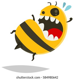 Cute bee cartoon character. Vector illustration isolated on white background.