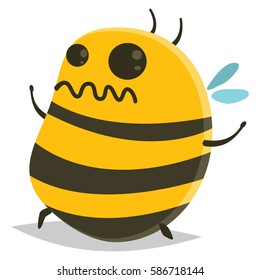 Cute bee cartoon character. Vector illustration isolated on white background.