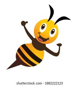 Cute bee cartoon flat design, isolated design vector illustration