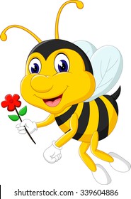 cute Bee cartoon flying of illustration
