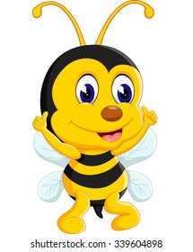 cute Bee cartoon flying of illustration
