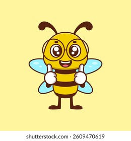 Cute Bee Cartoon Illustration – Funny Adorable Insect Character