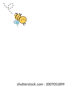 Cute Bienencartoon einzeln auf weißem Hintergrund, Vektorgrafik.