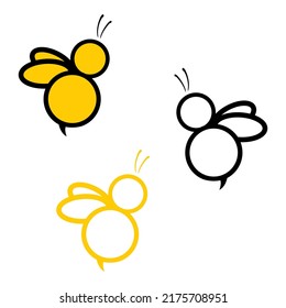 cute bee cartoon logo design vector