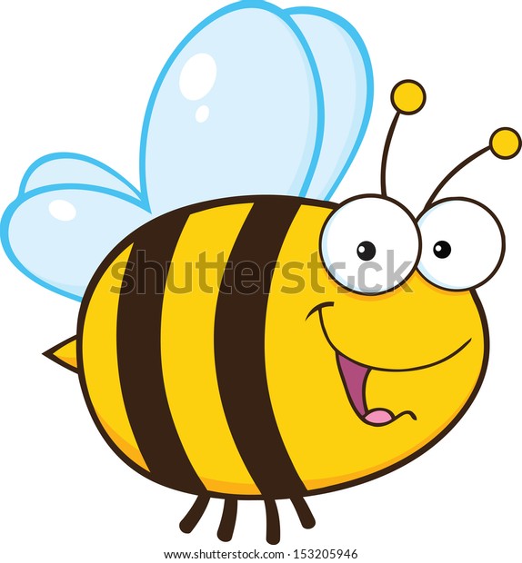 Cute Bee Cartoon Mascot Character Stock Vector Royalty Free 153205946