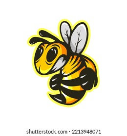 cute bee cartoon mascot logo