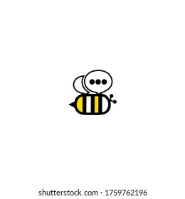 Cute bee cartoon new message flat hand