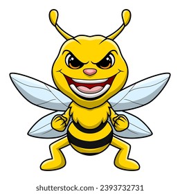 Cute bee cartoon on white background