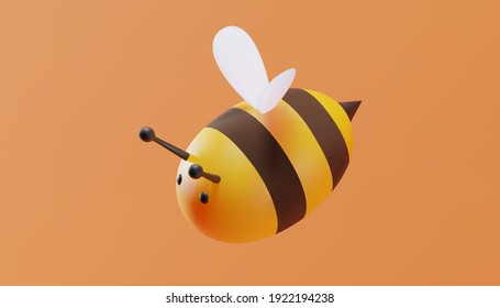 Cute bee in cartoon style. 3D illustration. Vector