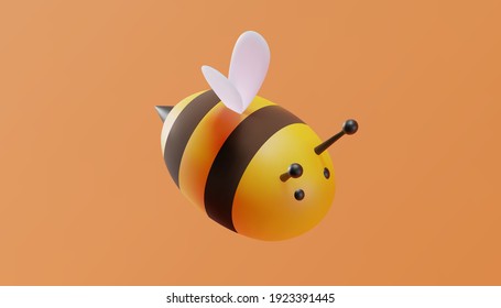 Cute bee in cartoon style. 3D illustration. Vector