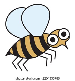 Abeja linda al estilo de las caricaturas. Diseño para niños. Ilustración vectorial aislada en fondo blanco.