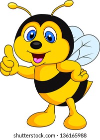 Cute bee cartoon thumb up