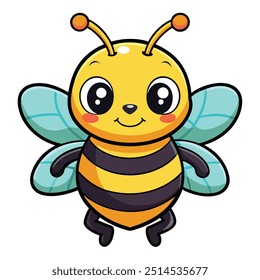 Cute Bee Cartoon, Vektorgrafik. Flacher Cartoon-Vektor