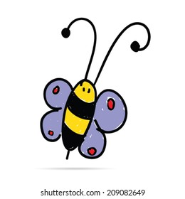 cute bee cartoon vector illustration on white