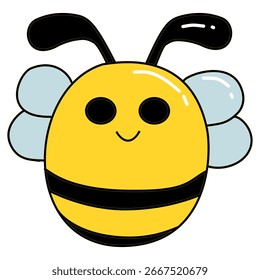 Ilustración vectorial linda de la historieta de la abeja aislada en el fondo blanco
