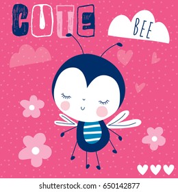 Cute Bee Cartoon Vector Illustration