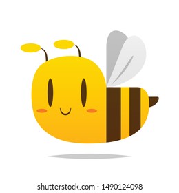 Cute bee cartoon vector isolated illustration